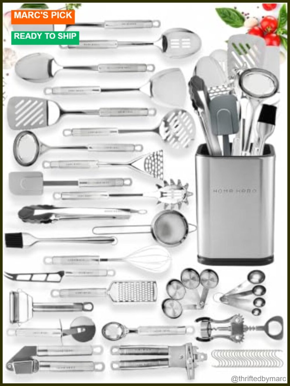 Stainless Steel Kitchen Utensils Set 54-Piece Heat-Resistant Nonstick Silicone